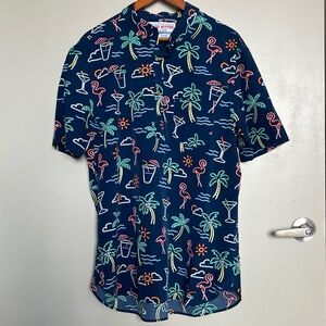 Chubbies Men’s “THE NUTTER” Blue Hawaiian Graphic Shirt      Sz XL